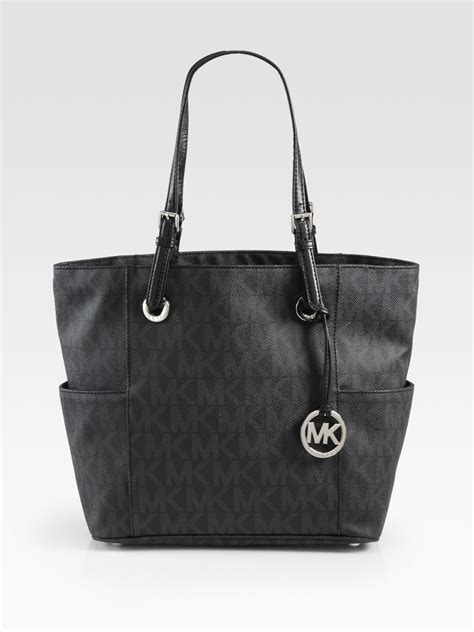 michael kors signature tote gray|Michael Kors signature canvas tote.